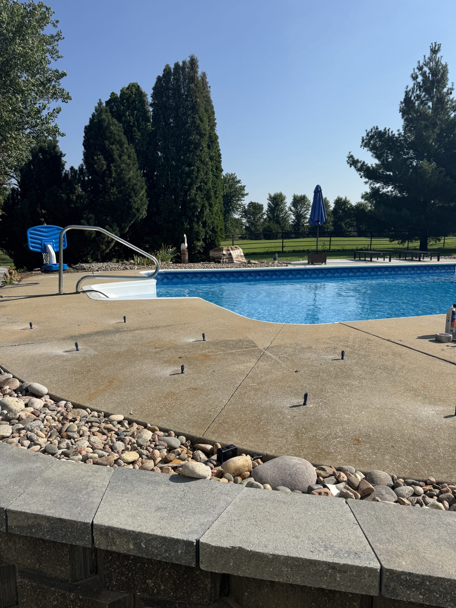 Pool deck that has settled