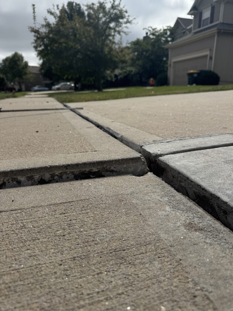 Sunken driveway slab in Spring Hill, KS